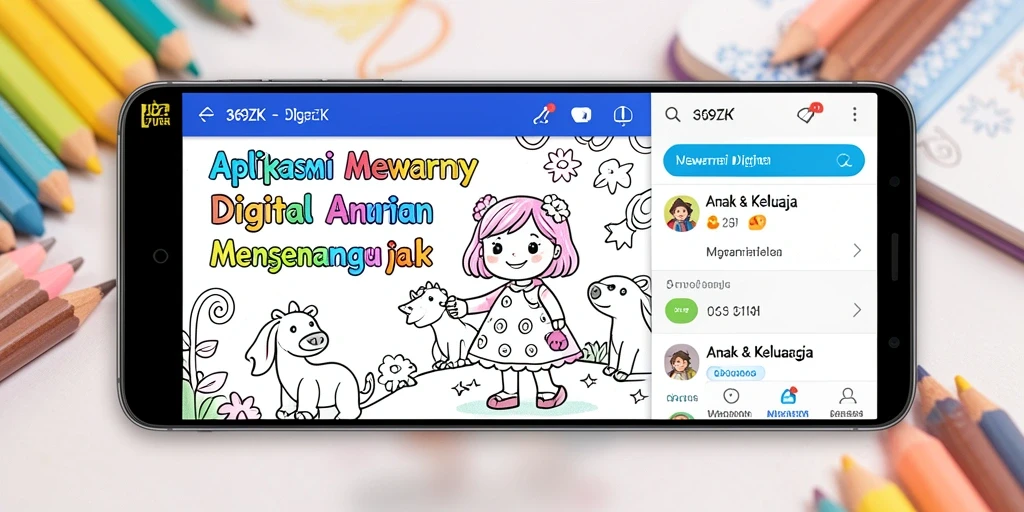 Antarmuka menarik aplikasi Mewarnai Digital 369ZK untuk anak.