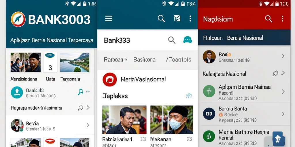 Antarmuka sederhana dan informatif dari BANK303 dengan berita nasional.
