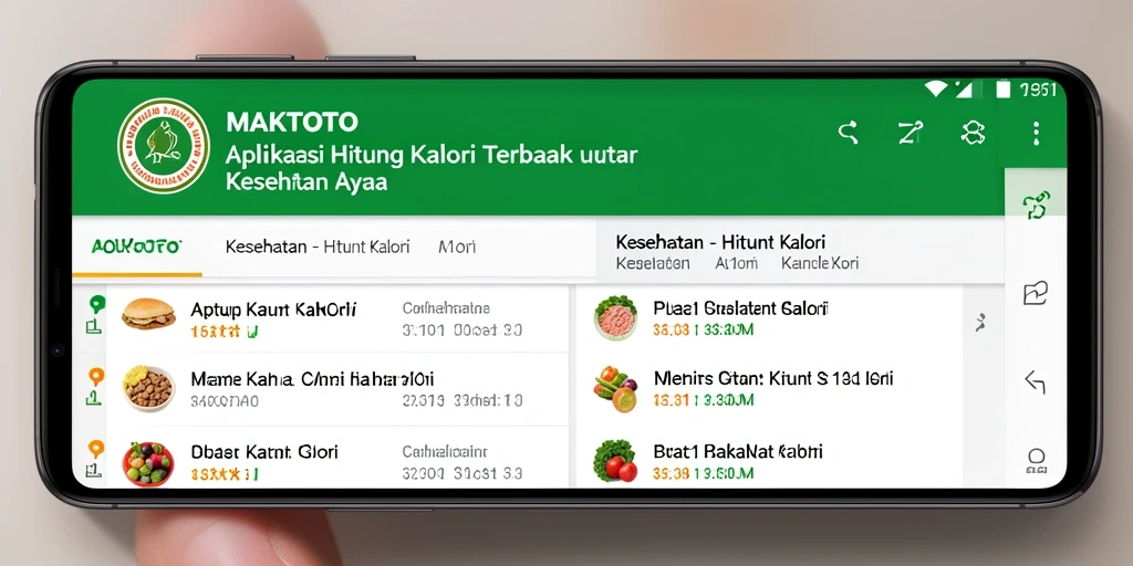 Antarmuka MAKTOTO menampilkan fitur hitung kalori yang sederhana dan efektif.