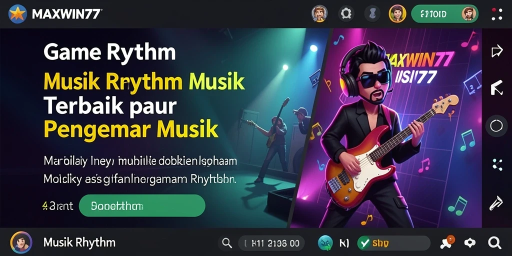 Antarmuka menarik dari game MAXWIN77 dengan elemen Musik Rhythm.