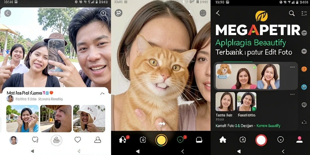 Screenshot antarmuka MEGAPETIR yang menampilkan fitur Kamera Beautify.