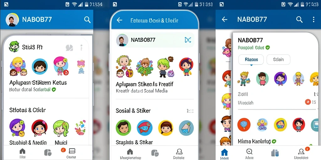 Tampilan antarmuka NABOB77 dengan berbagai pilihan stiker kreatif.