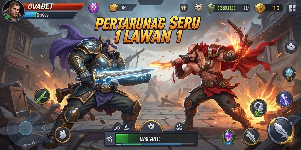 Tampilan antarmuka game Tempur 1 Lawan 1 yang menarik.