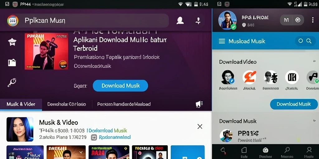 Tampilan antarmuka PP444 yang sederhana dan intuitif untuk Download Musik.