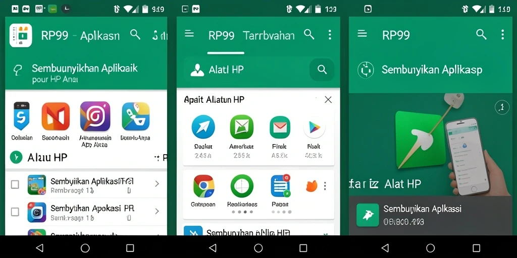 Antarmuka aplikasi RP99 untuk menyembunyikan aplikasi di ponsel.