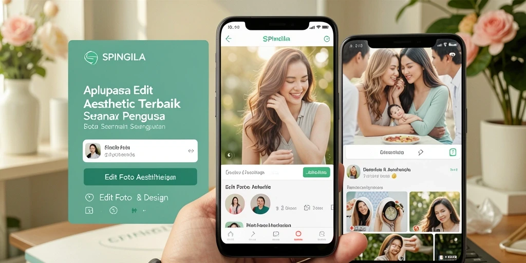 Antarmuka SPINGILA untuk edit foto aesthetic yang memukau.